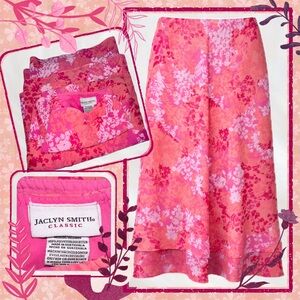 Vintage Jaclyn Smith Pink Floral Midi Skirt Size M | Cottagecore Boho Y2K 90s